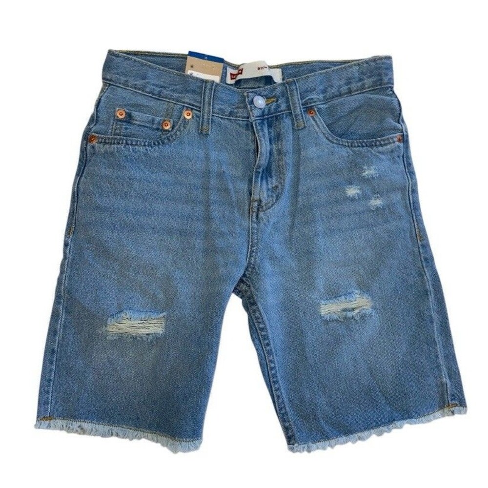 Levi's Denim Shorts 511 Boys Size 12 Slim Fit Distressed Raw Hem NWT